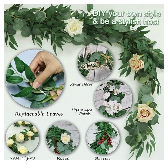 2 Pack Artificial Eucalyptus Garland 6.5 Feet Faux Greenery‎ Garland for Weddin - Picture 1 of 5